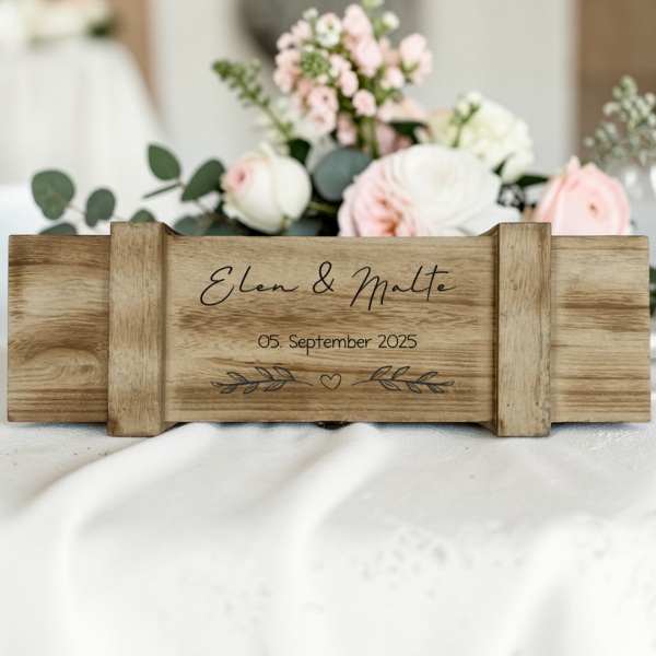 Weinkiste "Einfach" mit Namen und Datum "Hochzeit"