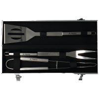 Grillbesteckkoffer "Alu" mit Namen und Spruch