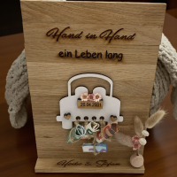 Geldgeschenk - Aufsteller Auto mit Namen und Datum "Hochzeit"