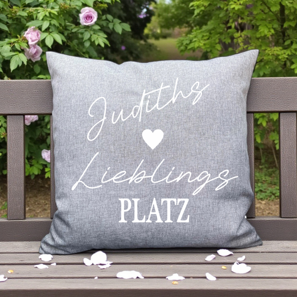 Outdoor-Kissen mit Spruch und Name