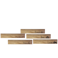 Holz-Lineal "Eiche" mit Namen und Motiv