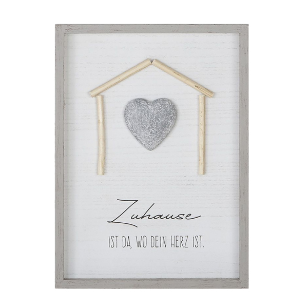 Steinbild "Zuhause ist da, wo dein Herz ist"