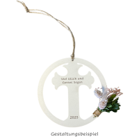 Palmstock Ring "Kreuz" mit Spruch und Jahr