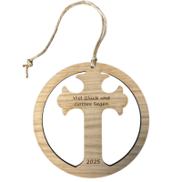 Palmstock Ring "Kreuz" mit Spruch und Jahr