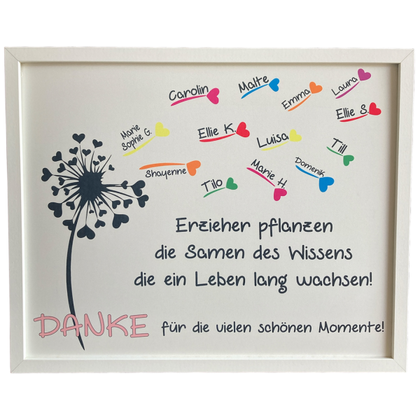Bilderrahmen mit Spruch und Namen "Abschied Kindergarten"