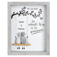 Steinbild Paarmotiv mit Namen und Datum "Hochzeit"