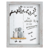 Steinbild Paarmotiv mit Namen und Datum "Hochzeit"