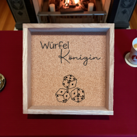 Würfelbrett mit Spruch