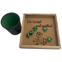 Würfelbrett mit Spruch