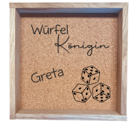 Würfelbrett mit Spruch und Name