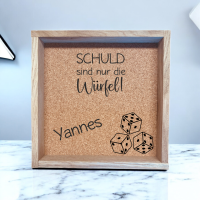 Würfelbrett mit Spruch und Name