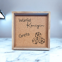 Würfelbrett mit Spruch und Name