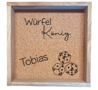 Würfelbrett mit Spruch und Name