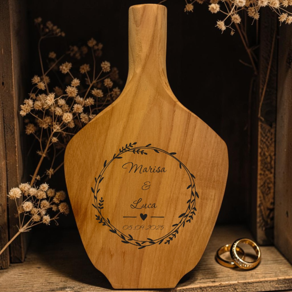Deko-Vase "Wood" mit Namen und Datum "Hochzeit"