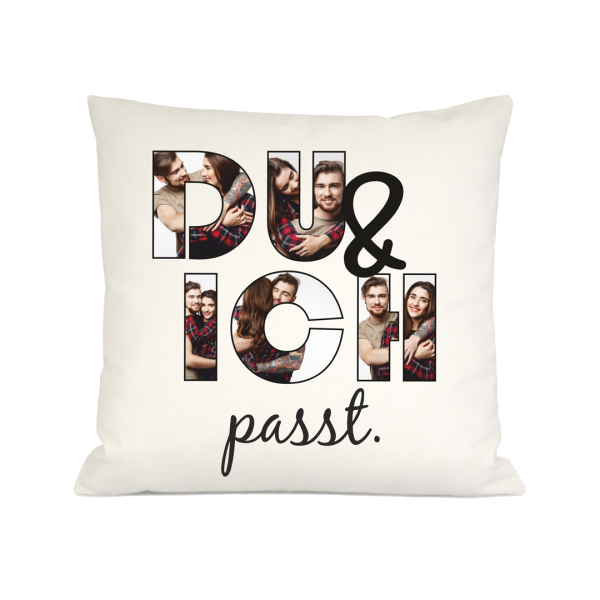 Kissen in Leinenoptik mit Spruch "Liebe"