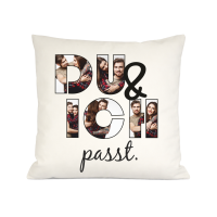 Kissen in Leinenoptik mit Spruch "Liebe"