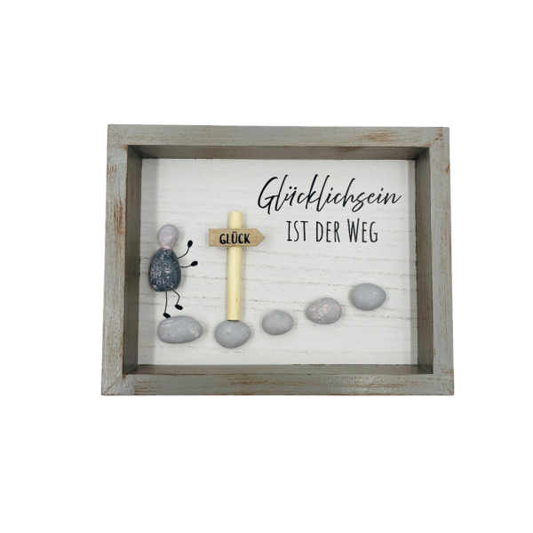 Steinbild "Glück" Glücklichsein ist der Weg