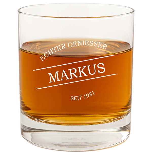 Whiskeyglas mit Name und Jahr
