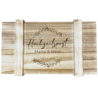 Holztruhe mit Namen und Datum "Hochzeitspost" Variante 3