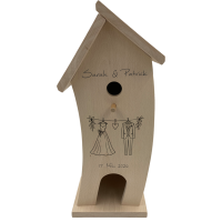 Vogelhaus mit Namen "Hochzeit" Wäscheleine