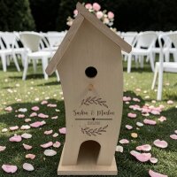 Vogelhaus mit Namen "Hochzeit" Zweige