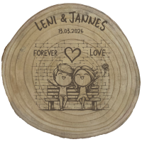 Baumscheibe "Deko" mit Motiv und Namen "Hochzeit" Forever Love
