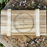 Holztruhe mit Namen und Datum "Hochzeitspost" Variante 5