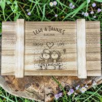 Holztruhe mit Namen und Datum "Hochzeitspost" Variante 6