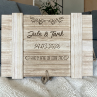 Erinnerungskiste mit Namen und Datum "Hochzeit" mittel 36 x 26 x 15 cm Zweige Hand in Hand