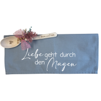 Geschirrtuch und Kochlöffel mit Spruch und Namen "Hochzeit"
