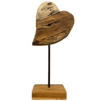 Herz auf Holzsockel Teak Holz