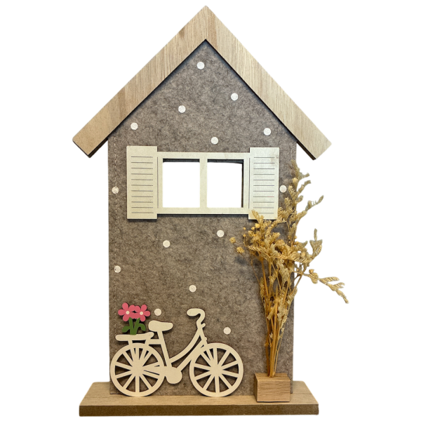 Dekoobjekt Haus mit Fahrrad