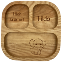 Kinderteller mit Saugnapf Name und Motiv