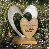 Holzdeko "Herz in Herz" mit Spruch "Liebe"