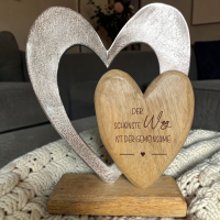Holzdeko "Herz in Herz" mit Spruch "Liebe"