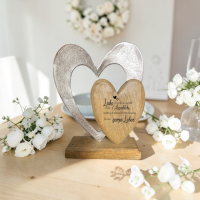 Holzdeko "Herz in Herz" mit Spruch "Liebe"