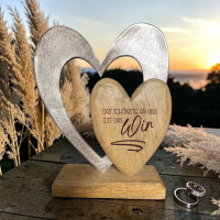Holzdeko "Herz in Herz" mit Spruch "Liebe"