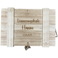 Erinnerungskiste mit Namen und Datum