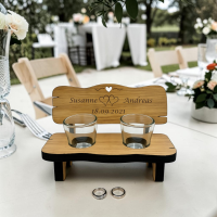 Holz-Schnapsbank "Eiche geölt" mit Namen und Datum "Hochzeit"