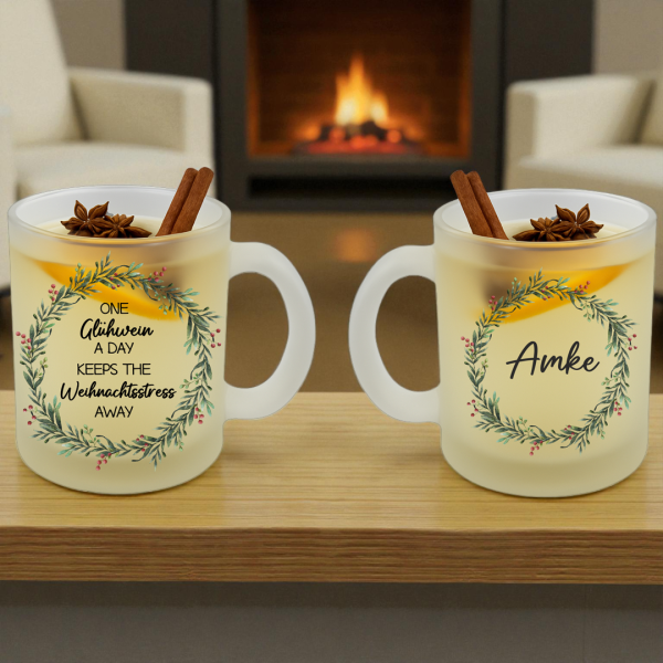 Glühweinbecher mit Spruch und Name